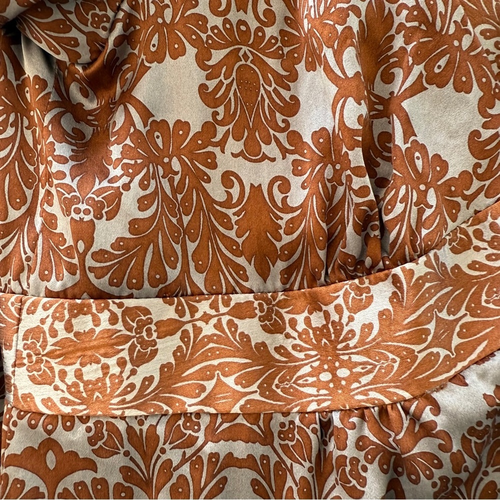 Nanette Lepore Capriccio Dress-100% silk- Ruffle-Blue-Brown- Y2K-Dance-Size 10 - Picture 7 of 15
